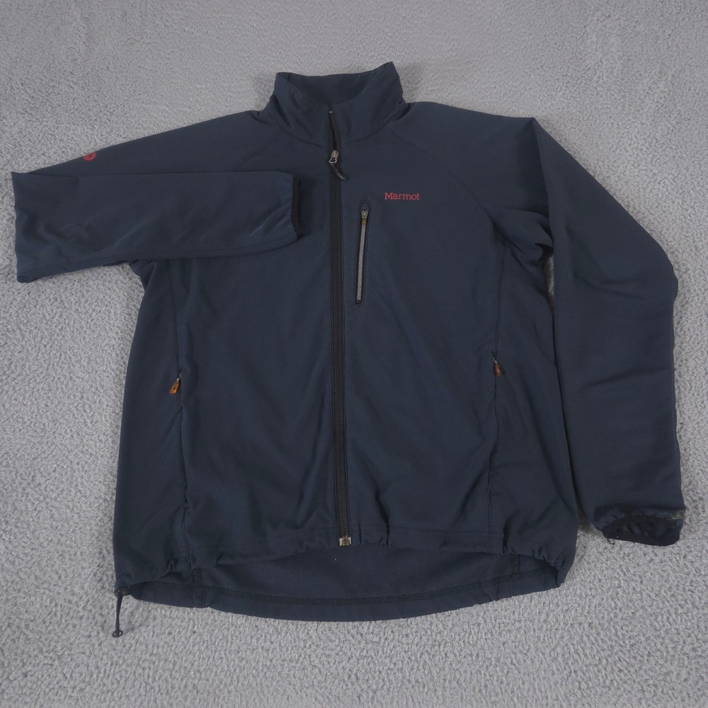 Marmot Jacket‎ Mens Large Gray Softshell Full Zip Windbreaker Hiking Outdoor